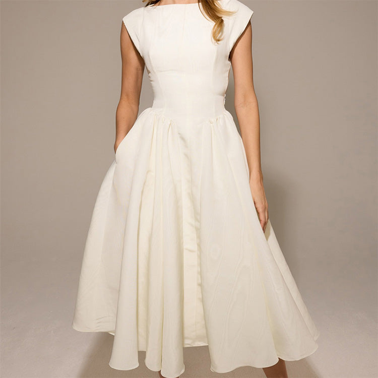 🎉💃Solid Color Sleeveless Waist Cinching A-Line Dress😍