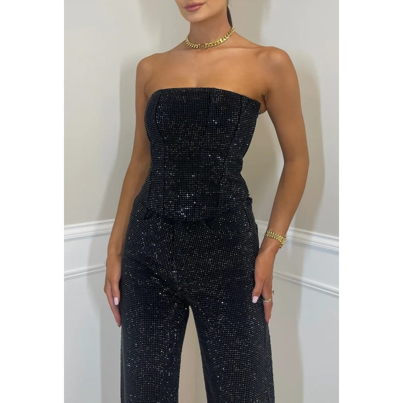 Women's Glitter Top and Pants 2-Piece Set