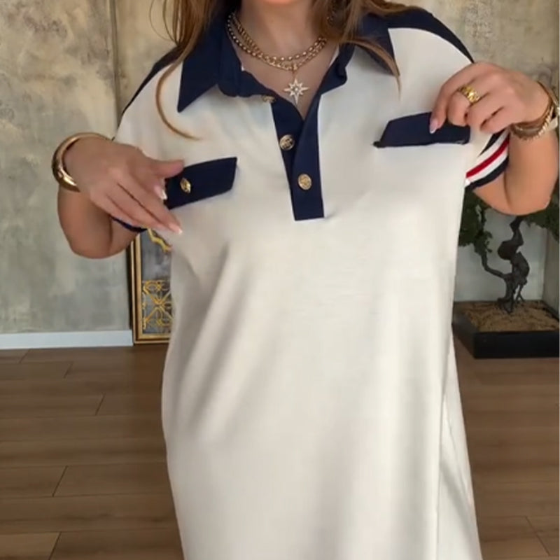 💃 New Summer😍Ladies Casual Fashion Lapel Short Sleeve Dress