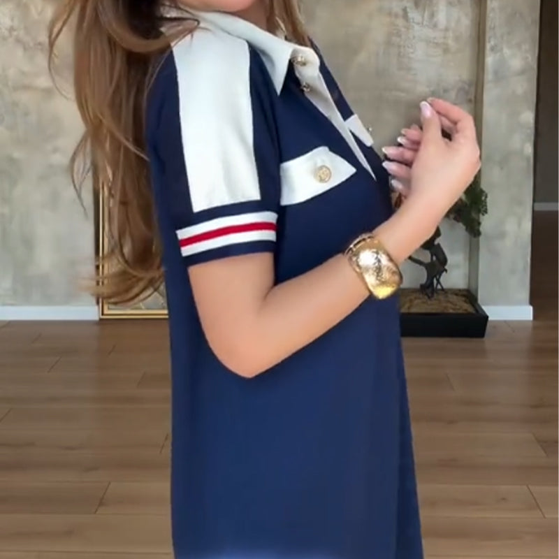 💃 New Summer😍Ladies Casual Fashion Lapel Short Sleeve Dress