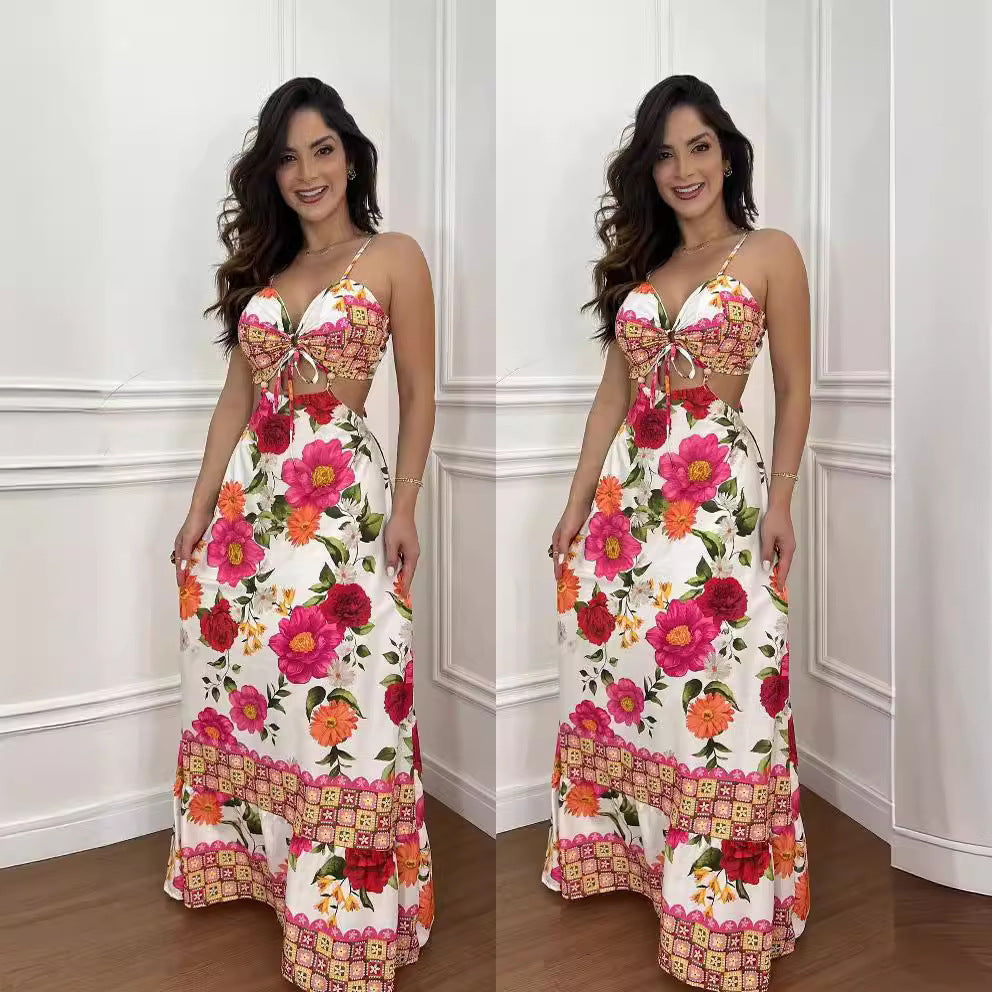 Women's Halter Sleeveless Backless Slim Sexy Beach Dresses