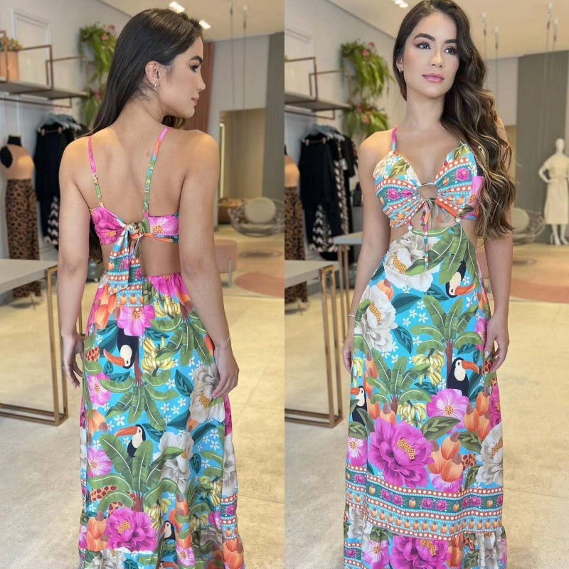 Women's Halter Sleeveless Backless Slim Sexy Beach Dresses