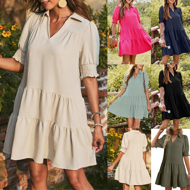 Women’s V-Neck Ruffle Mini Dress