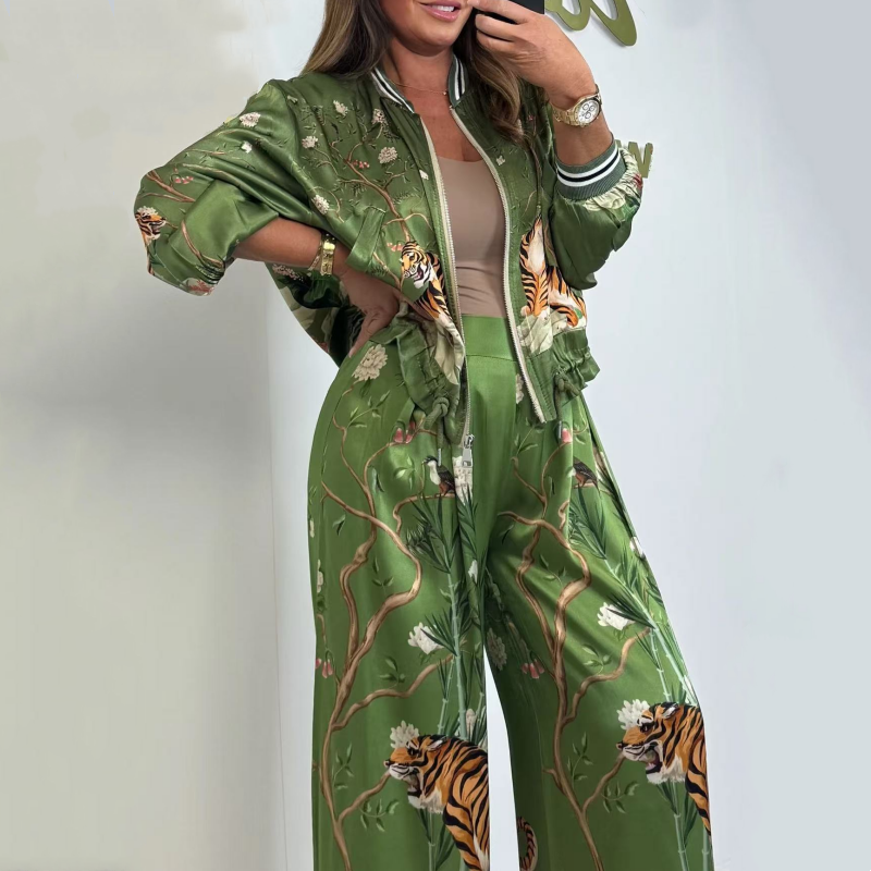 Women's 3D Tiger Print 2-Piece Set