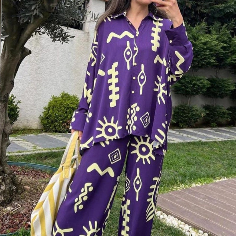 Women's Fashion Printed Two Piece Set