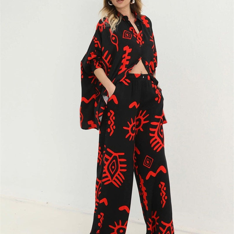 Women's Fashion Printed Two Piece Set