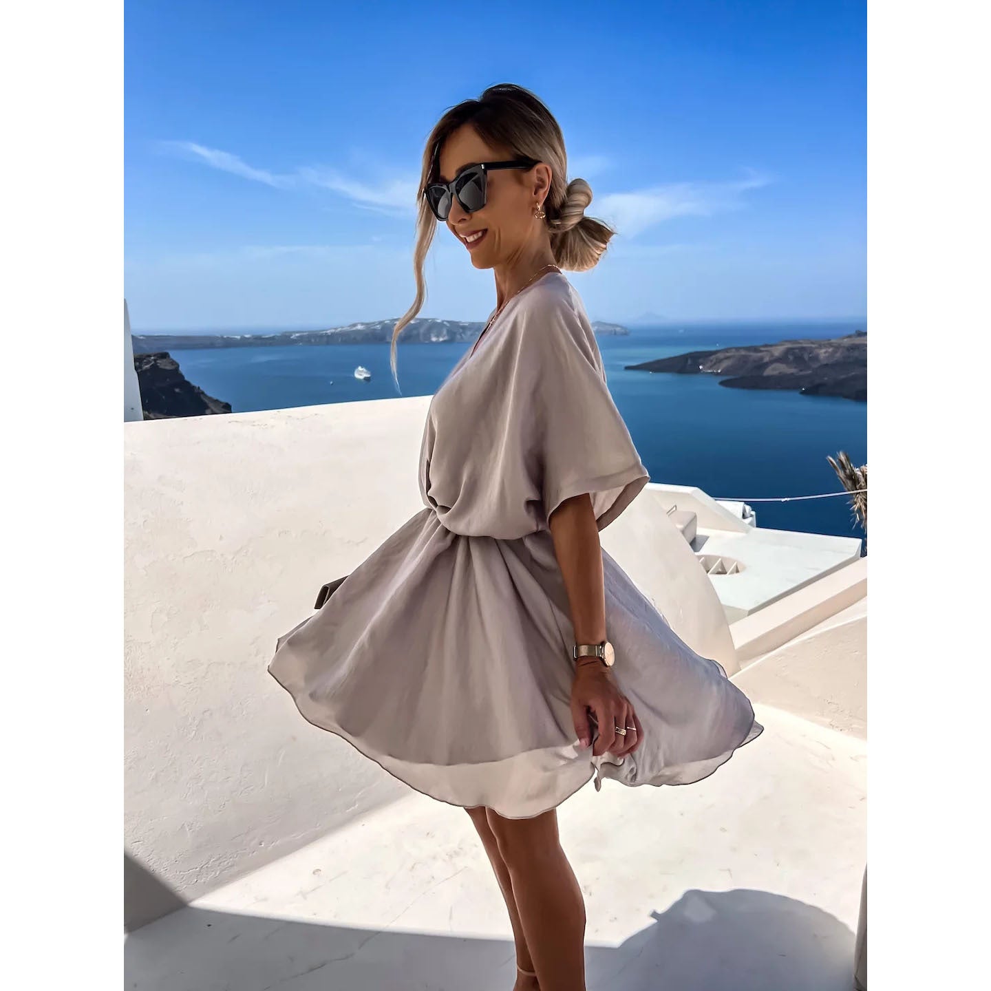Women's Fluttering Loose Waist Irregular Hem Dresses