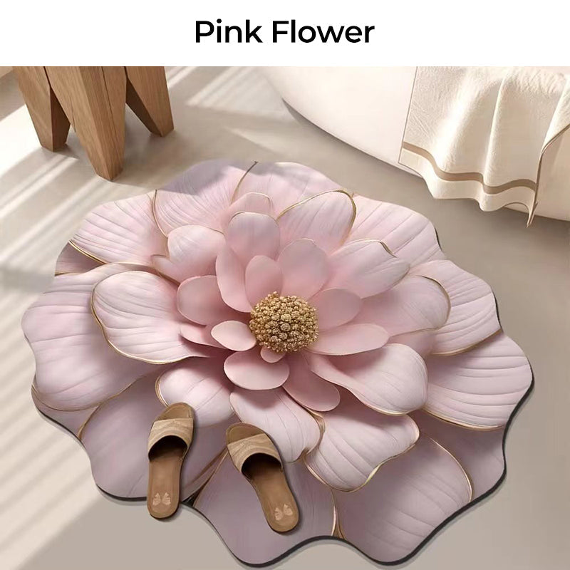 3D Shaped Flower Diatomite Absorbent Floor Mat