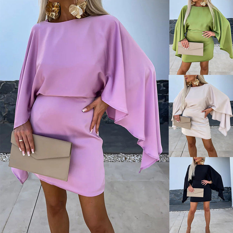 Backless Batwing Sleeve Dress