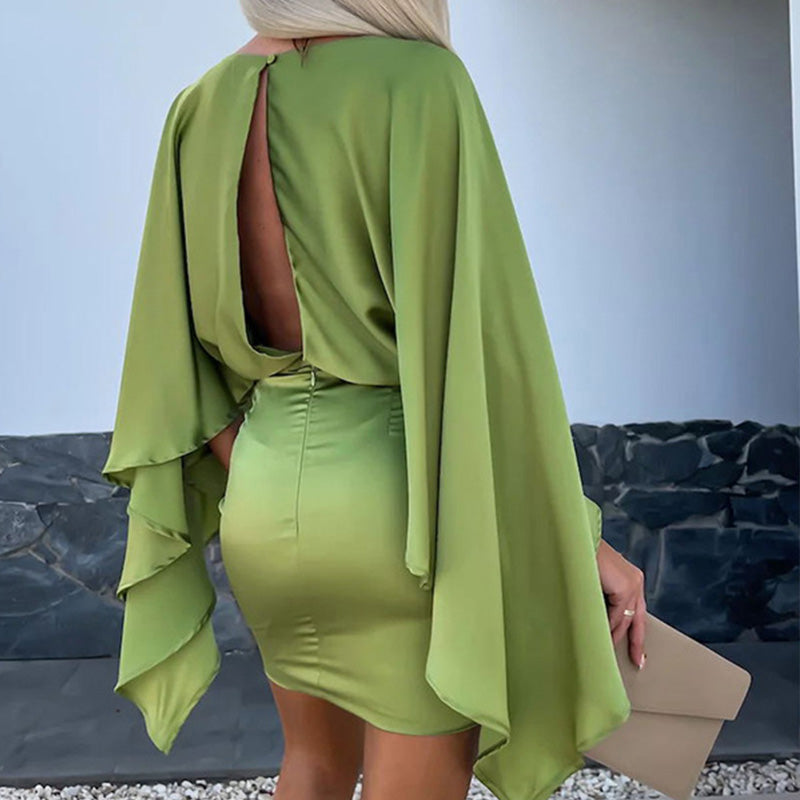 Backless Batwing Sleeve Dress