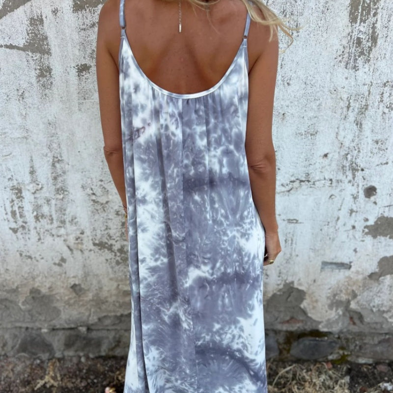 Women's Printed Spaghetti Strap Backless Dress