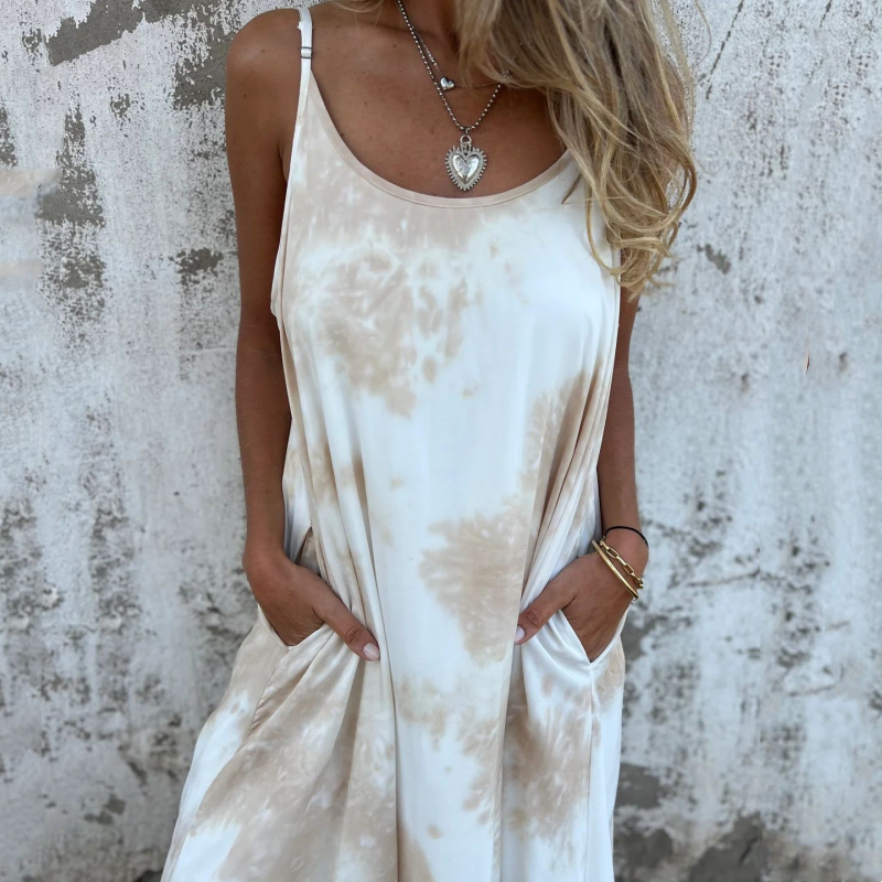Women's Printed Spaghetti Strap Backless Dress