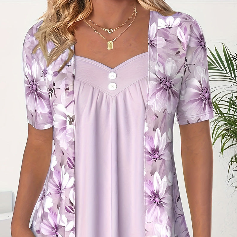 Women's Irregular Floral Patchwork Top