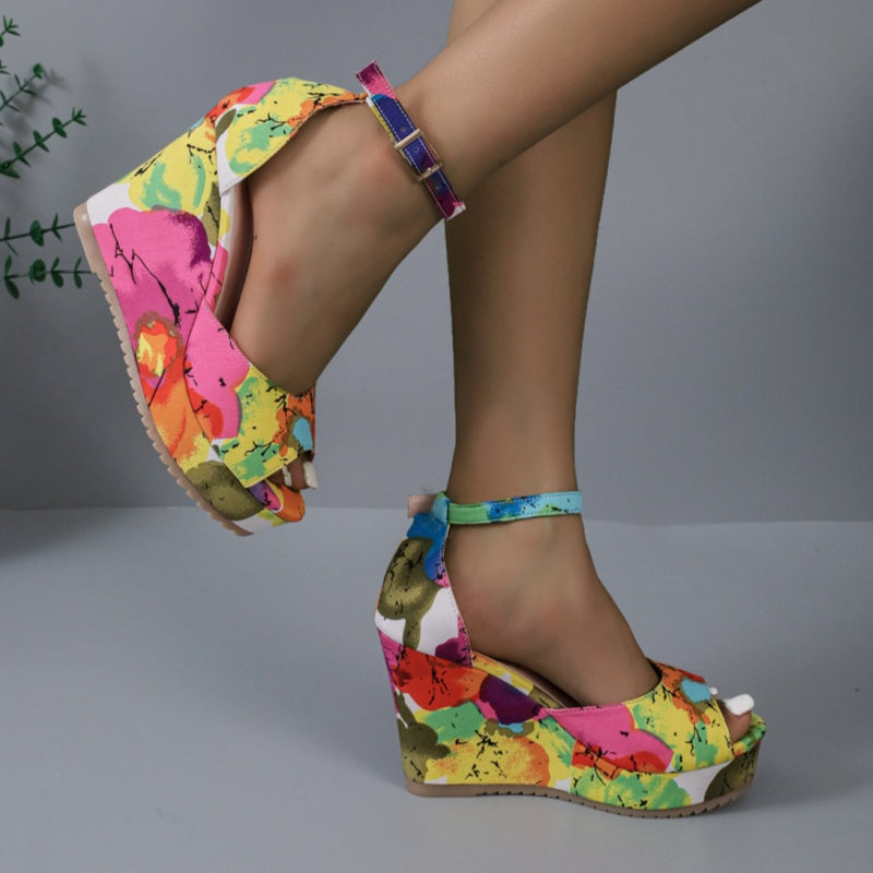 Women’s Open-Toe Platform Wedge Ankle Strap Sandals