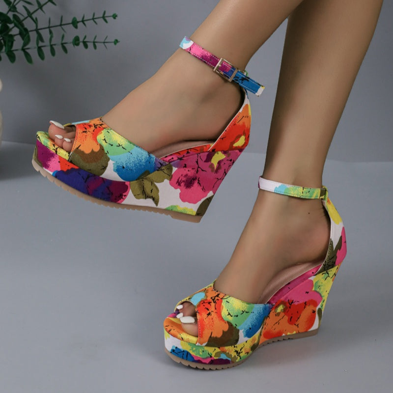 Women’s Open-Toe Platform Wedge Ankle Strap Sandals