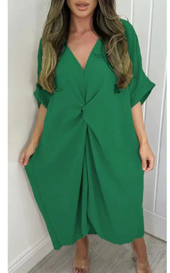 💖Limited Sale 50% OFF💖Short Sleeve Maxi Dress With Knot Detail