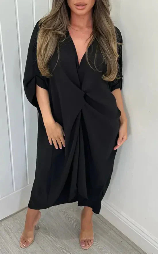 💖Limited Sale 50% OFF💖Short Sleeve Maxi Dress With Knot Detail