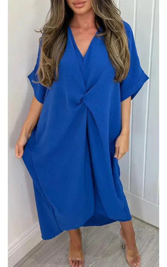 💖Limited Sale 50% OFF💖Short Sleeve Maxi Dress With Knot Detail