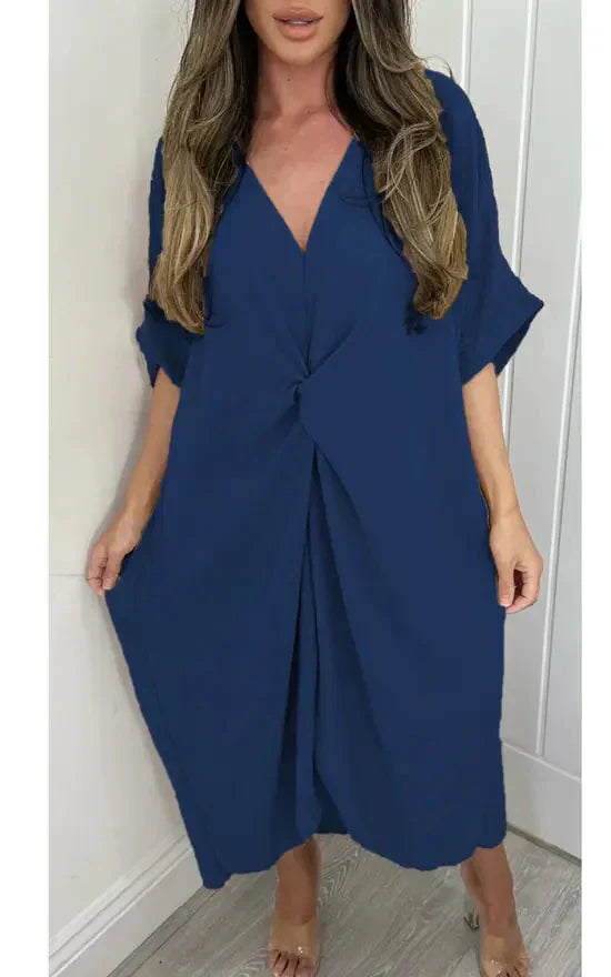 💖Limited Sale 50% OFF💖Short Sleeve Maxi Dress With Knot Detail
