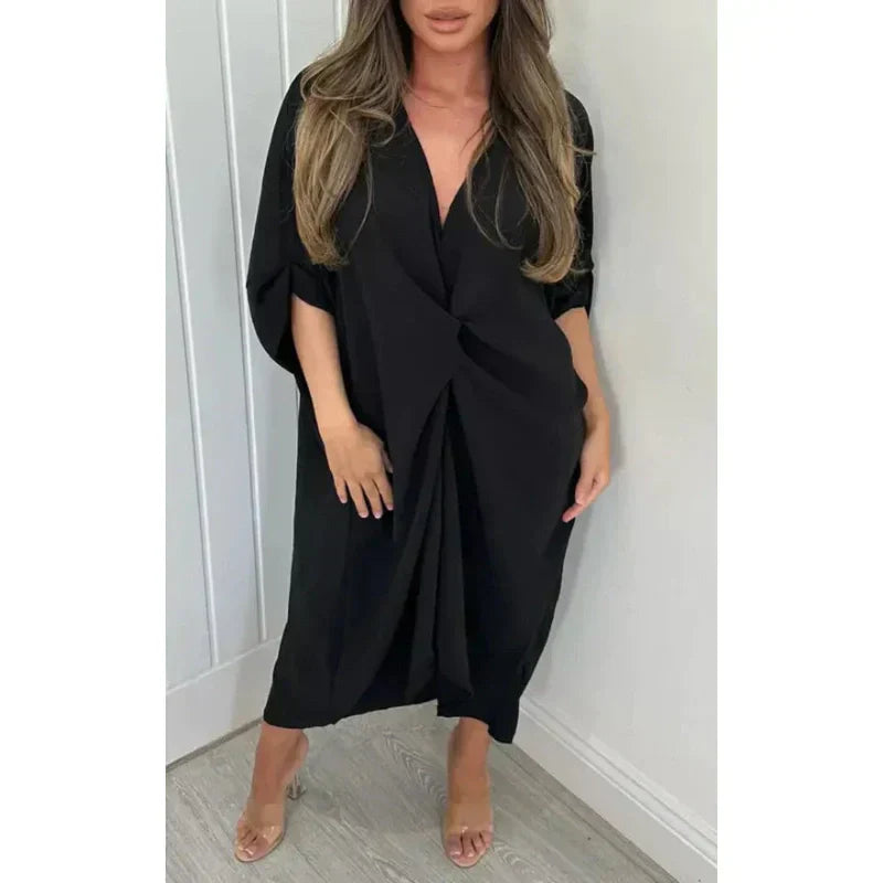 🌞2025 Summer New💕Women's V-Neck Irregular Loose Dress