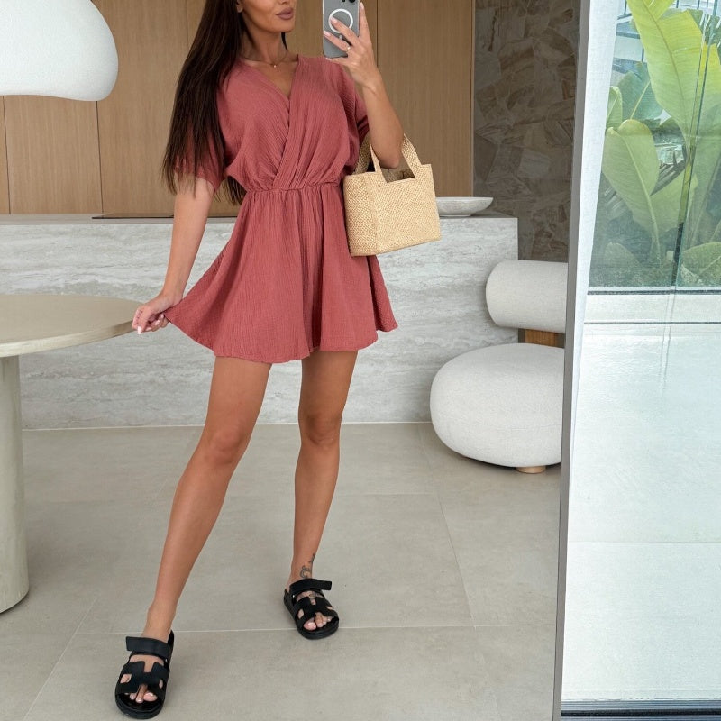 ☀️Summer Sale 50% Off☀️ Women’s Wrap V-Neck Shorts Jumpsuits💥Buy 2 Get 5% Off