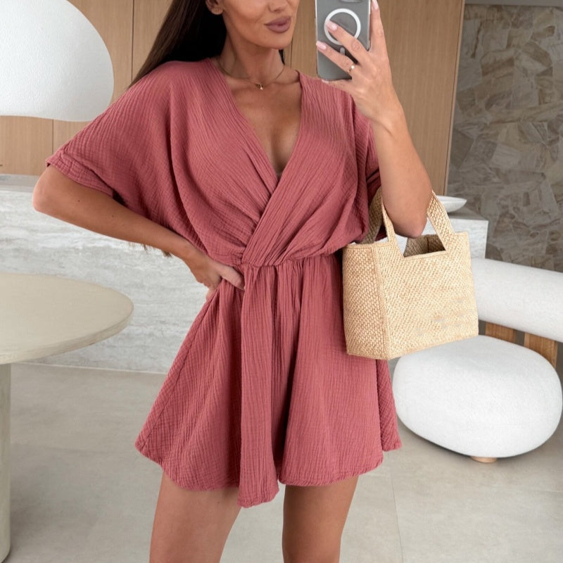☀️Summer Sale 50% Off☀️ Women’s Wrap V-Neck Shorts Jumpsuits💥Buy 2 Get 5% Off