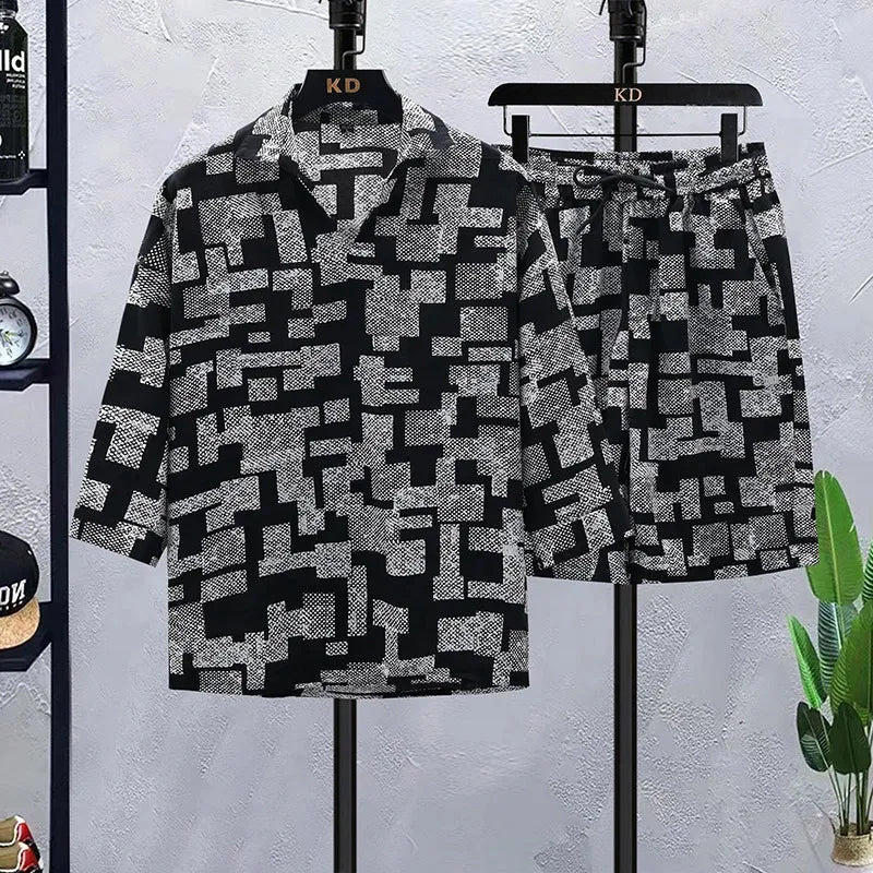 Men's Fashion Comfortable Short Sleeve Top & Shorts Two Piece Set