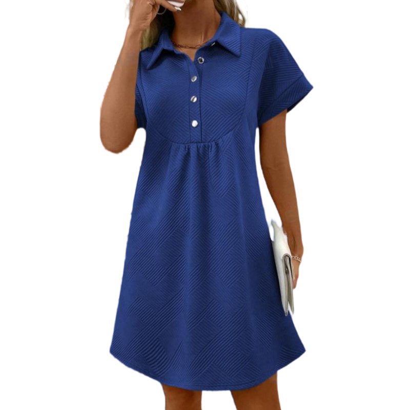 Women's Unique Geometric Texture Short Sleeve Lapel Dress