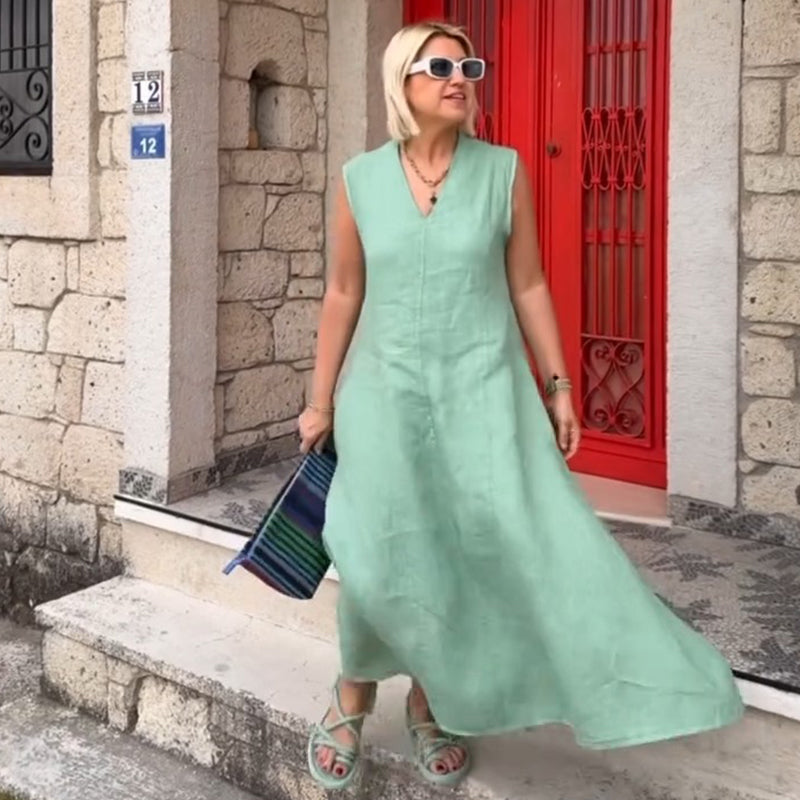 Women's V-Neck Sleeveless Midi Dress