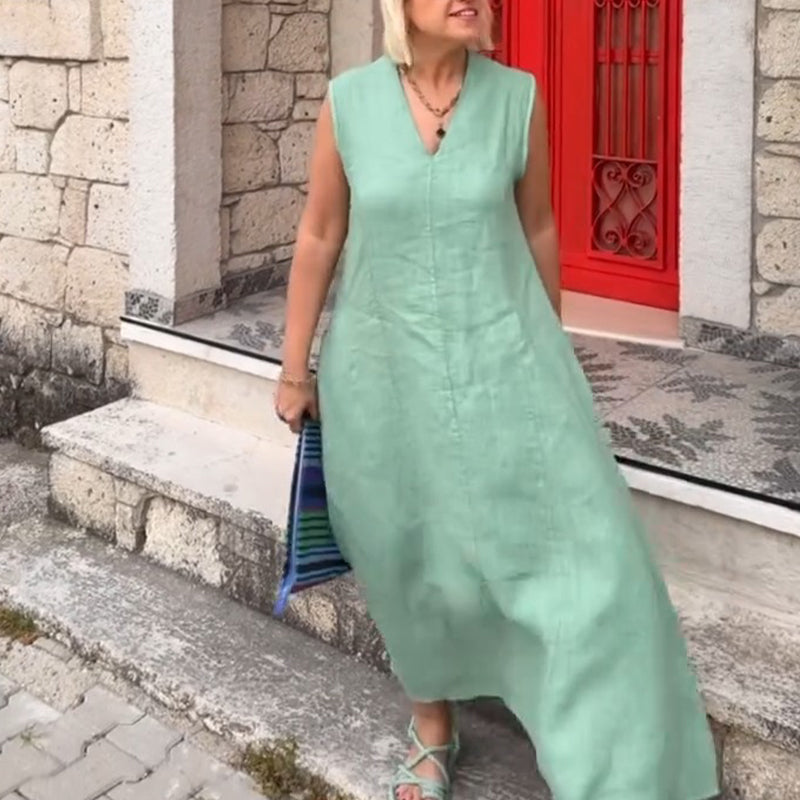 Women's V-Neck Sleeveless Midi Dress