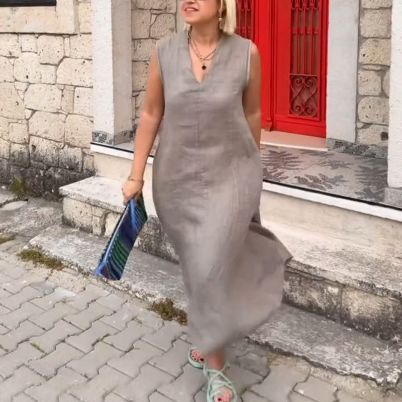 Women's V-Neck Sleeveless Midi Dress