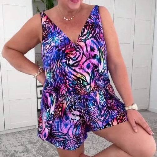 🌸Summer Hot Sale 49%OFF🌸Sleeveless V-Neck Printed Swimsuit