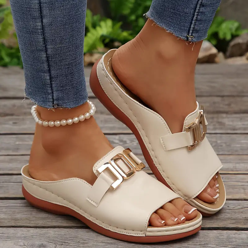 🔥Last Day Promotion 50%OFF 🏖️Artificial Leather Open Toe Slippers