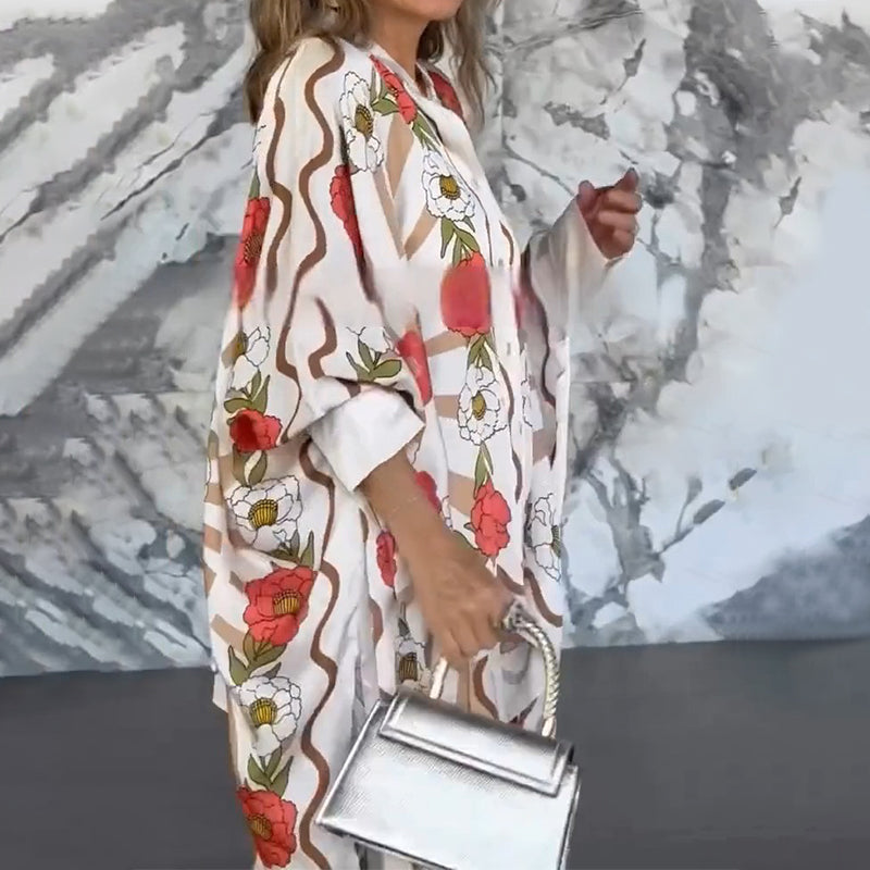 Women's Stylish Floral Print Top & Pants Two-Piece Set
