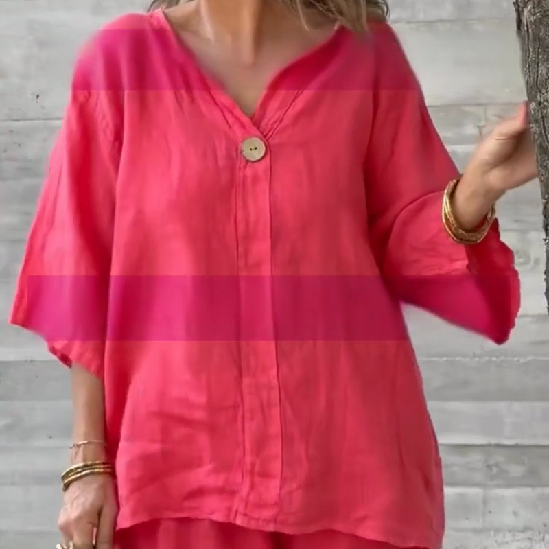 Loose Fit Short Sleeve Top & Wide Leg Pants Set