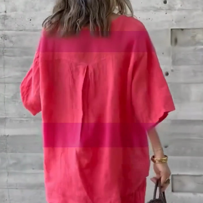 Loose Fit Short Sleeve Top & Wide Leg Pants Set