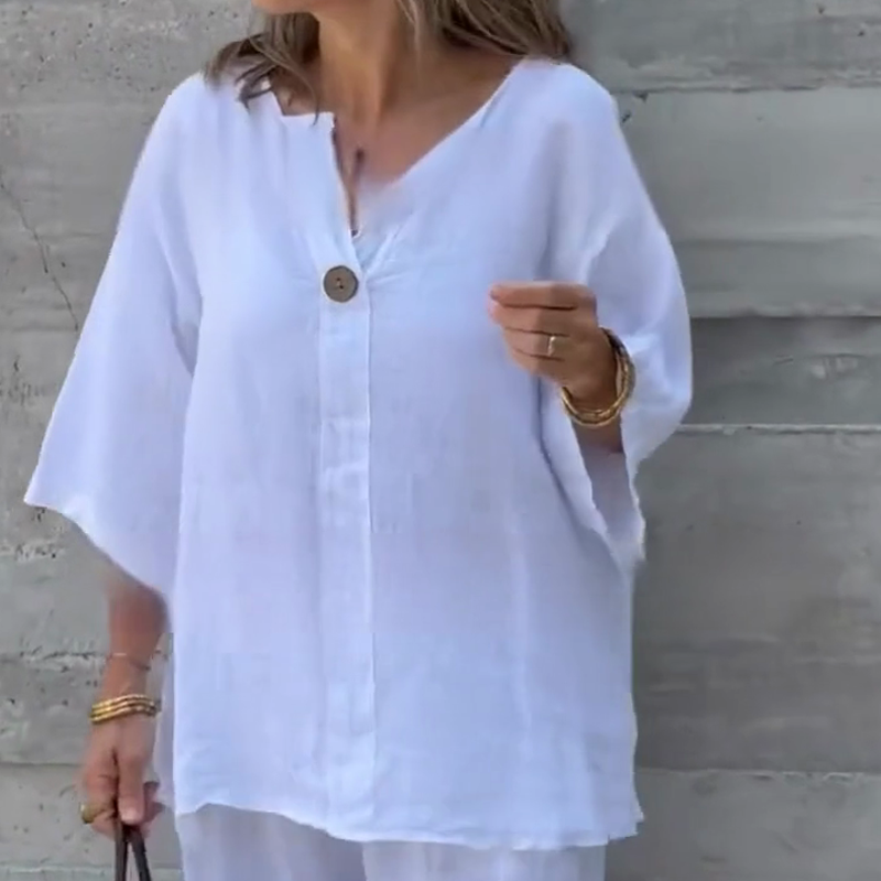 Loose Fit Short Sleeve Top & Wide Leg Pants Set