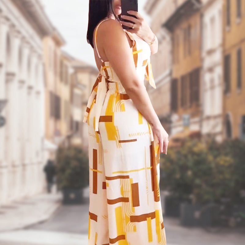 Women's Printed Sleeveless Tops & Slit Pants 2-Piece Set