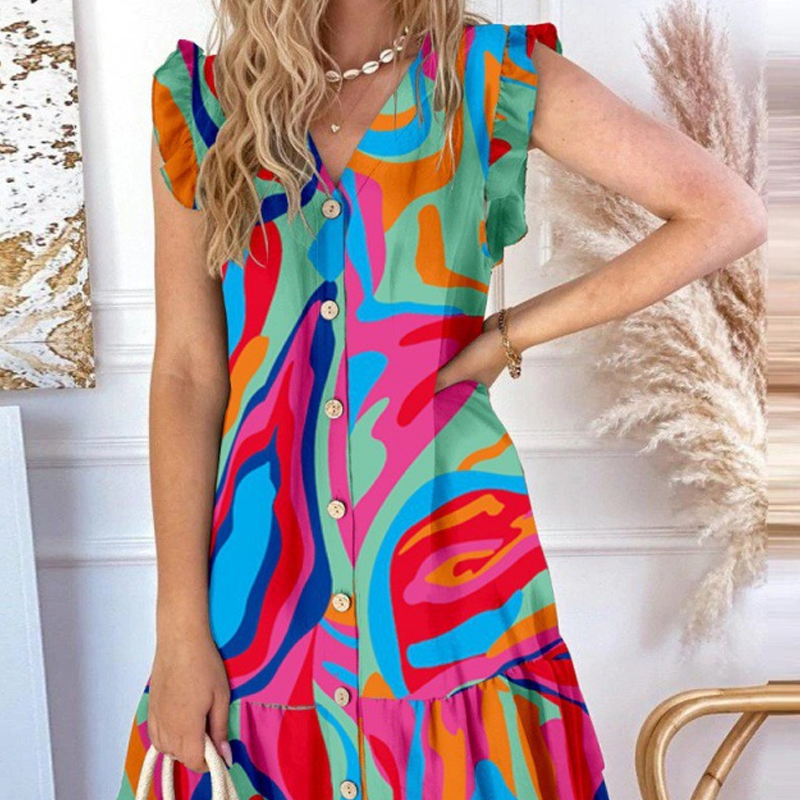 🌞2025 Summer New Arrivals🌸Women’s Sleeveless V-Neck Button-Front Mini Dress