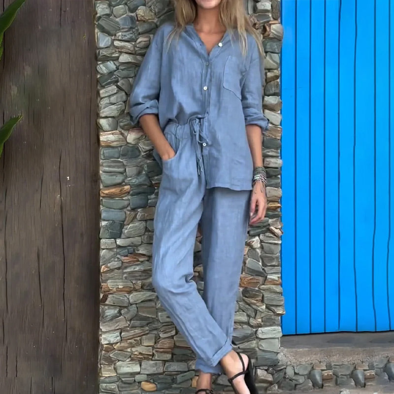 Women's 2 Piece Outfits Oversized Shirt & Pants