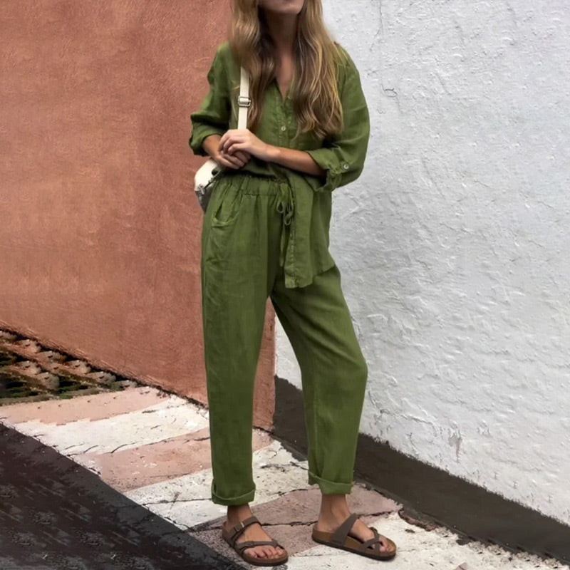 Women's 2 Piece Outfits Oversized Shirt & Pants