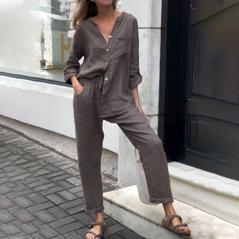 Women's 2 Piece Outfits Oversized Shirt & Pants