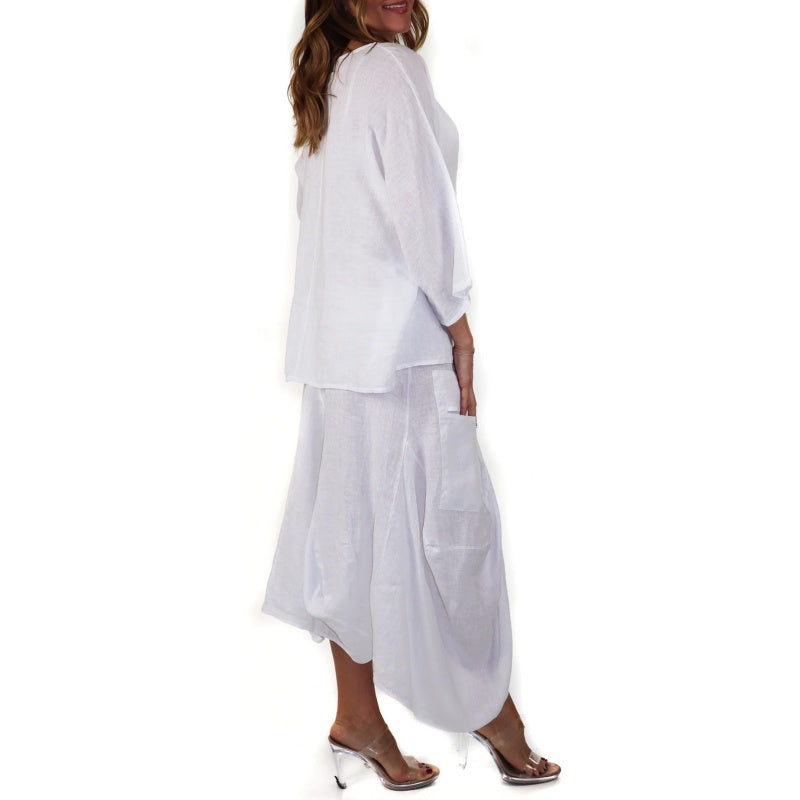 Casual Solid Color Loose Top & Skirt Set