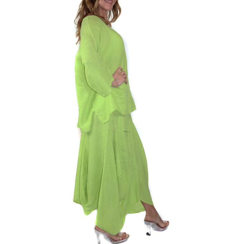 Casual Solid Color Loose Top & Skirt Set