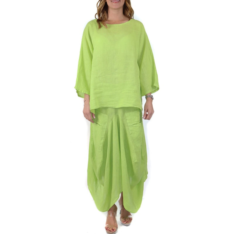 Casual Solid Color Loose Top & Skirt Set