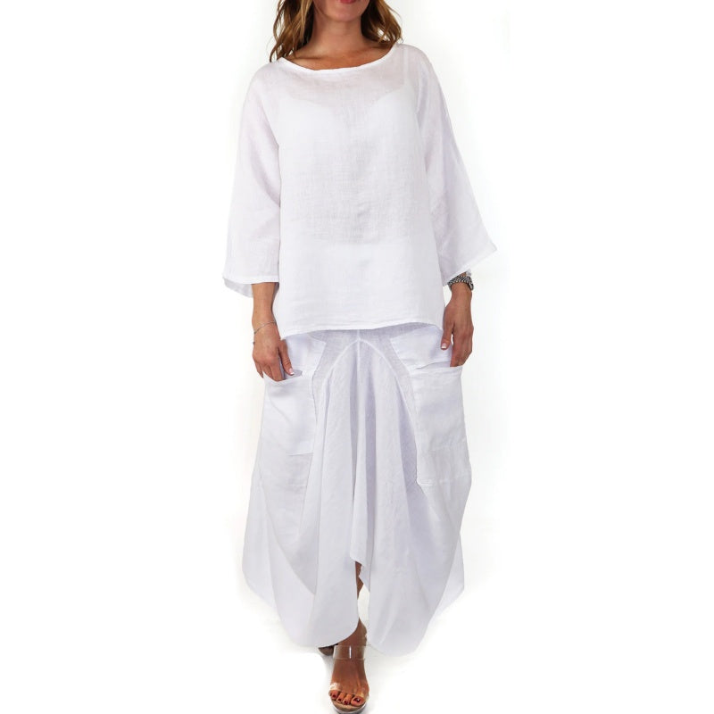 Casual Solid Color Loose Top & Skirt Set