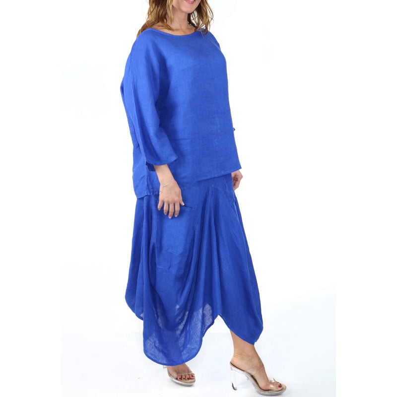 Casual Solid Color Loose Top & Skirt Set