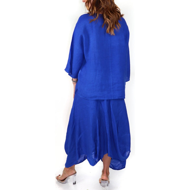 Casual Solid Color Loose Top & Skirt Set
