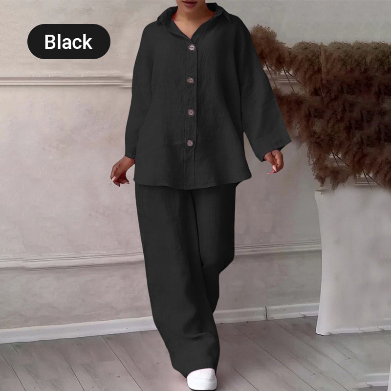Fashion Botton-Down Shirt & Pants 2-Piece Set