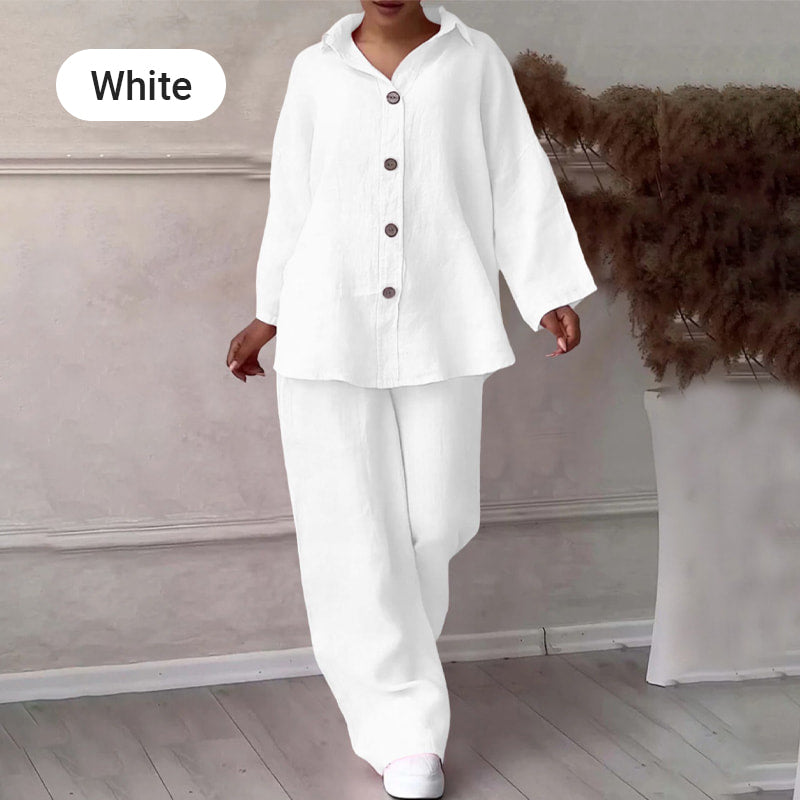 Fashion Botton-Down Shirt & Pants 2-Piece Set